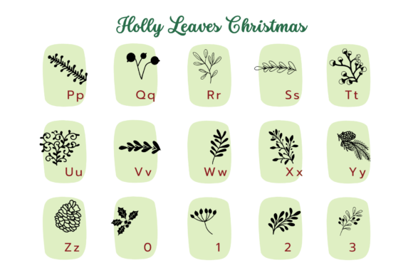 Holly Leaves Christmas Font - Image 3