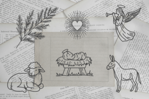 Alternative view of Holy Night Nativity Scene Line Art