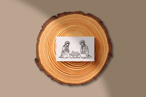 Holy Night Nativity Scene Line Art - Image 6