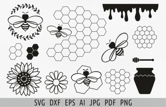 Honey Bee Svg Honeycomb Svg Honey Pot