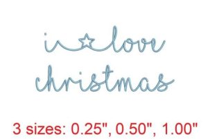 I Love Christmas Embroidery Font