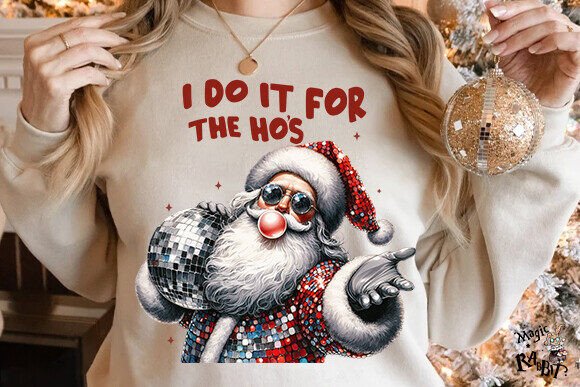 I Do It for the Ho's,Retro Santa Png - Image 5