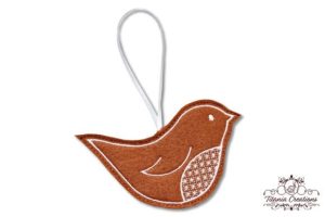 Alternative view of ITH Iced Gingerbread Robin Ornament