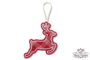 Alternative view of ITH Plaid Reindeer Hanging Ornament