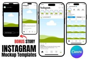 Instagram Mockup Templates Canva + Story