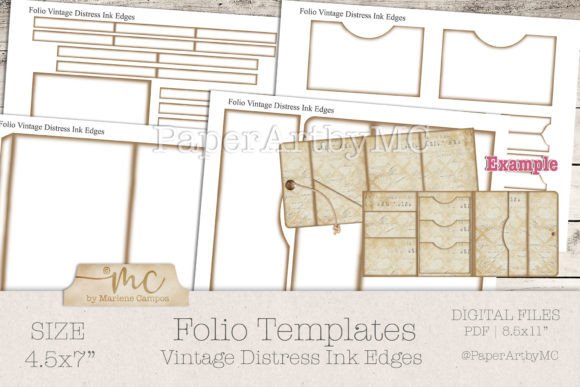 Junk Journal Folio Templates, Vintage
