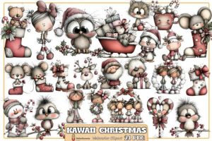 Kawaii Christmas Clipart Bundle