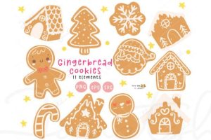 Kawaii Christmas Gingerbread SVG Set