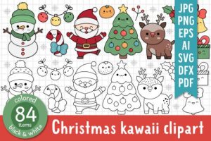 Kawaii Christmas Clipart Collection