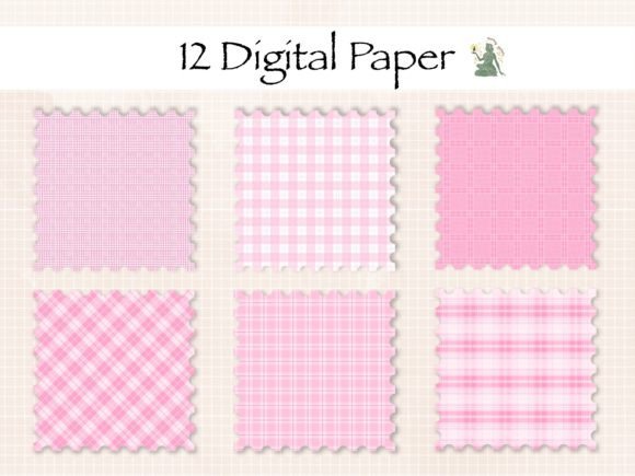Kawaii Pink Plaid Pattern Digital Paper - Image 3