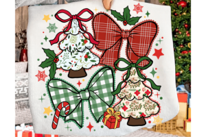 Lace Plaid Coquette Christmas Trees PNG