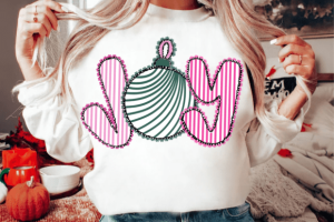 Alternative view of Lace Stripe Joy Ornament Christmas PNG