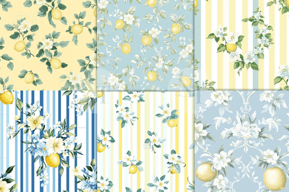 Alternative view of Lemon Floral Shabby Chic Digital Paper