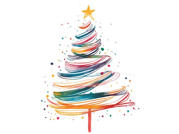 Line Art Christmas Tree Clipart