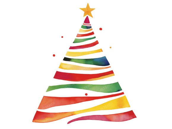 Line Art Christmas Tree Clipart - Image 3