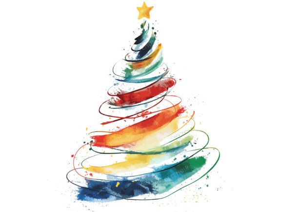 Line Art Christmas Tree Clipart - Image 4