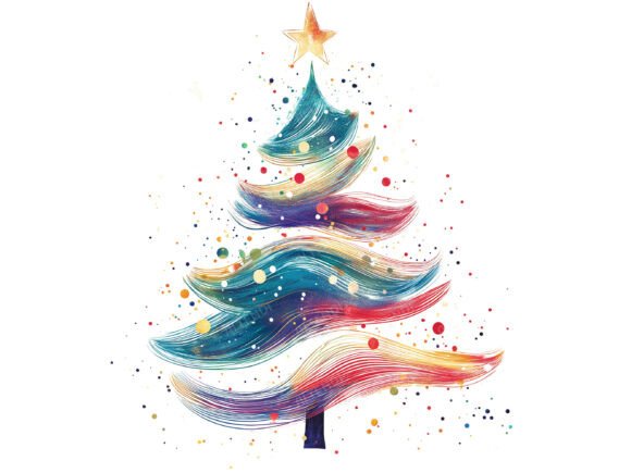 Line Art Christmas Tree Clipart - Image 5
