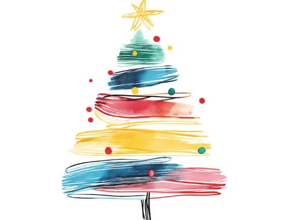 Line Art Christmas Tree Clipart - Image 6