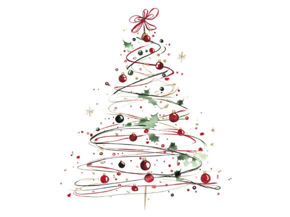 Line Art Christmas Tree Clipart - Image 7