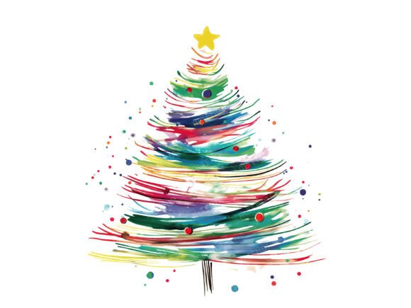 Line Art Christmas Tree Clipart - Image 8