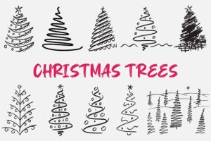 Line Art Christmas Trees