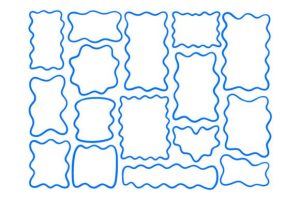 Line Art Wavy Frame Outline in Blue