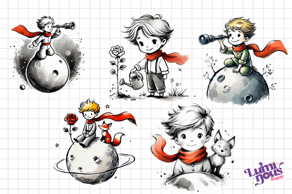 Alternative view of Little Prince Cute Boy Clipart
