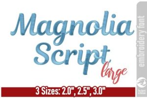 Magnolia Script Embroidery Font - Large
