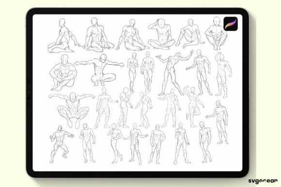Male Pose Procreate Brushes - Image 3