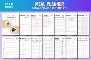 Meal Planner, Food Diary Canva KDP