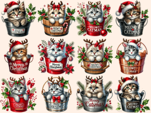 Alternative view of Meowy Christmas Clipart P1