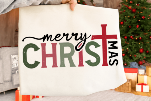 Merry Christmas Cross SVG, Christian SVG