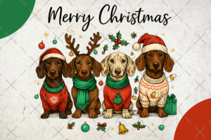 Merry Christmas Dachshund Dog PNG