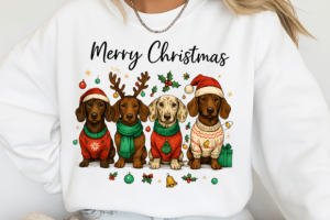Alternative view of Merry Christmas Dachshund Dog PNG