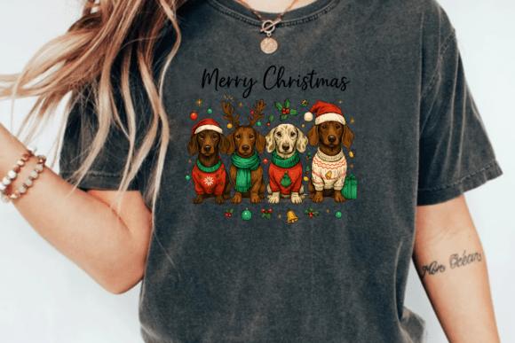 Merry Christmas Dachshund Dog PNG - Image 4