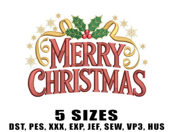 Merry Christmas Embroidery Design