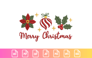 Merry Christmas Ornament & Poinsettia