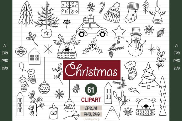 Merry Christmas Outline Elements