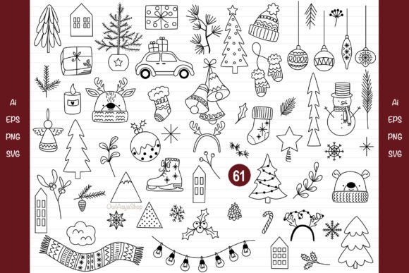Merry Christmas Outline Elements - Image 2