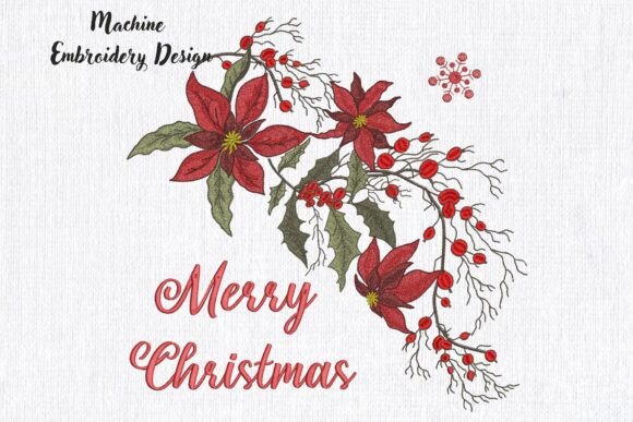 Merry Christmas Poinsettia for Pillows - Image 2