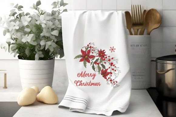 Merry Christmas Poinsettia for Pillows - Image 6