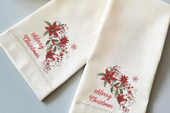 Merry Christmas Poinsettia for Pillows - Image 7