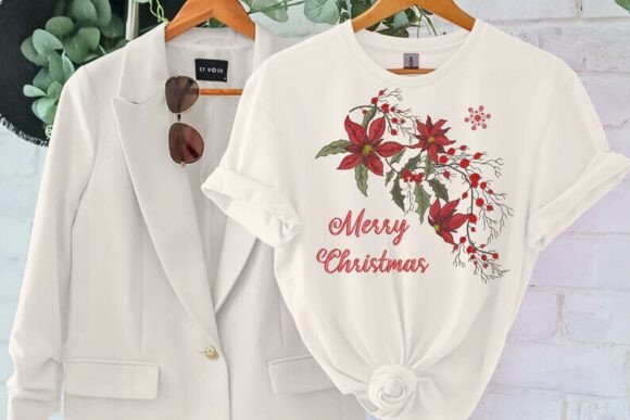 Merry Christmas Poinsettia for Pillows - Image 8