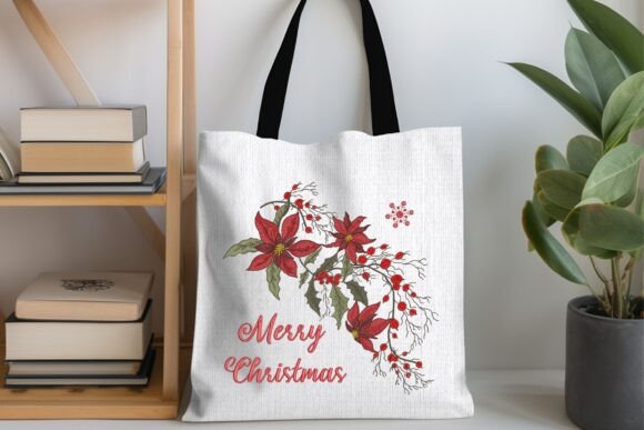 Merry Christmas Poinsettia for Pillows - Image 9