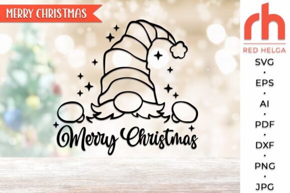 Merry Christmas SVG, Peeping Gnome DXF