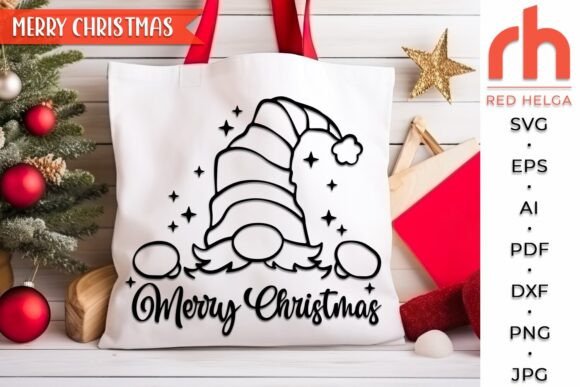Merry Christmas SVG, Peeping Gnome DXF - Image 2