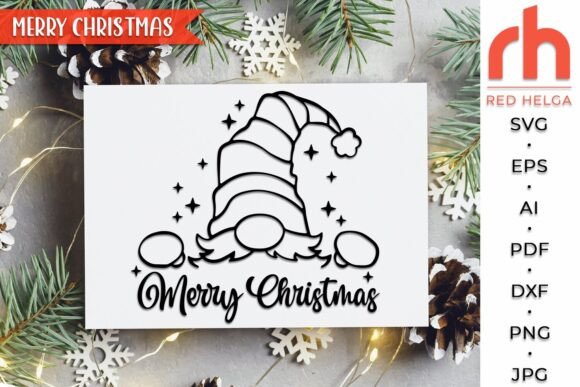 Merry Christmas SVG, Peeping Gnome DXF - Image 3