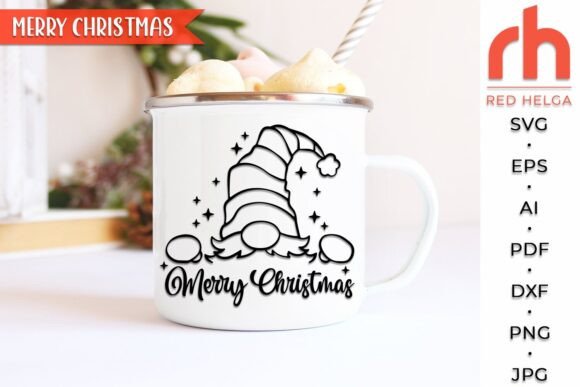Merry Christmas SVG, Peeping Gnome DXF - Image 4