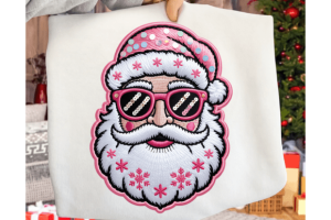 Alternative view of Merry Christmas Santa Faux Embroidery