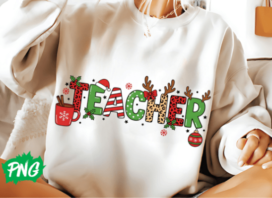 Alternative view of Merry Christmas Teacher Png, Christmas